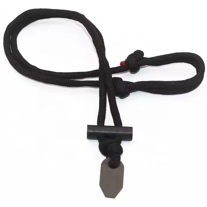 Outdoor Fire Starter Necklace – Emergency Survival Tool with Ferro Rod, Ceramic Striker & Paracord Lanyard