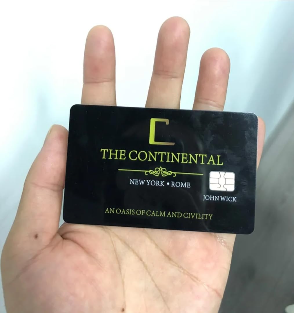 John Wick Continental Hotel Key Card Replica - Premium Movie Prop Collectible with Gold Foil Design, Gift for Fans, Cosplay