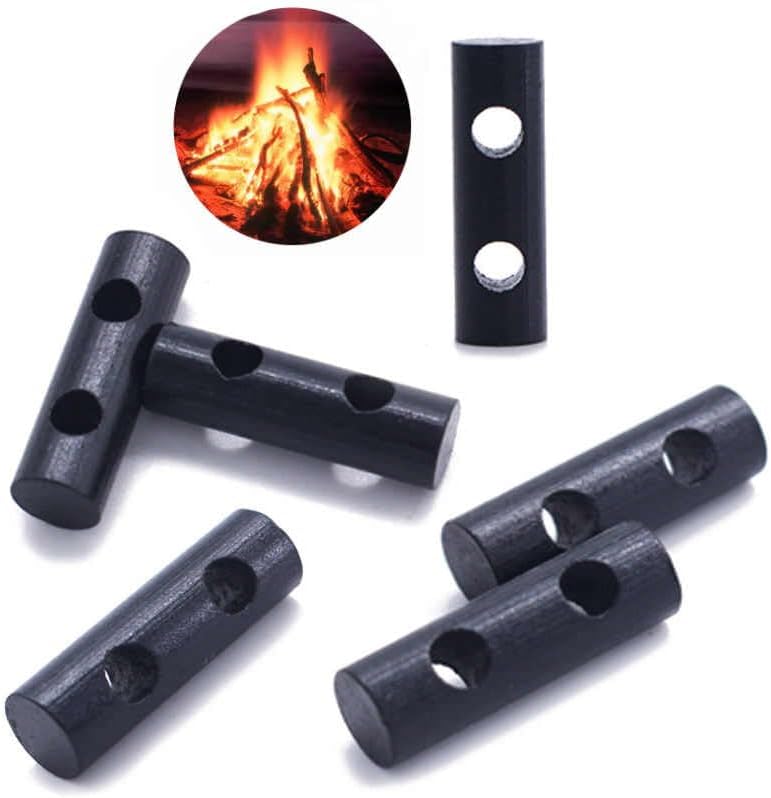 Ferrocerium Fire Starter Rod with 2 Holes, 8-Pack, 5500°F Sparks, 12000 Strikes, Black by PowKow